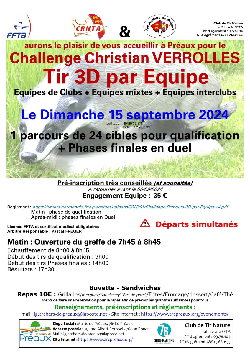 Challenge C.VERROLLES - 3D par Equipe - 15/09/2024
